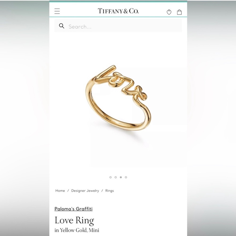 TIFFANY & CO 18K Gold Love Mini Ring Size 6
